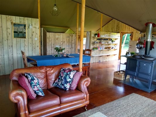 Large luxury safari tent sitting room